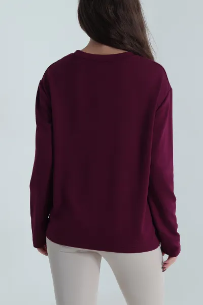 Bordo Bisiklet Yaka Oysho Kadın Bluz 498810