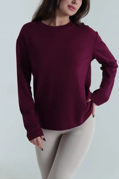 Bordo Bisiklet Yaka Oysho Kadın Bluz 498810