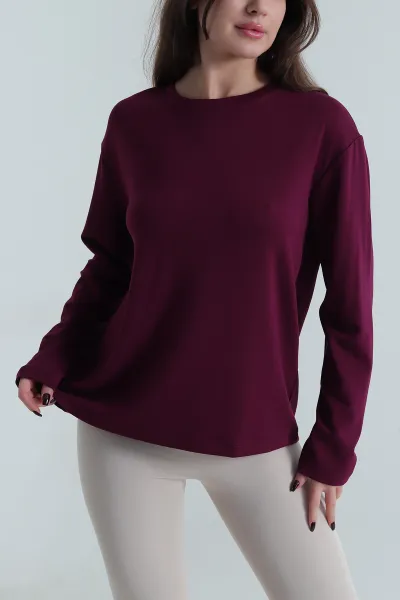 Bordo Bisiklet Yaka Oysho Kadın Bluz 498810