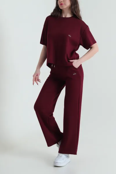 Bordo Bisiklet Yaka Oysho Kadın İkili Takım 435515
