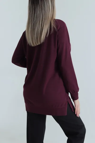 Bordo Bisiklet Yaka Pike Oysho Kadın Tunik 487503
