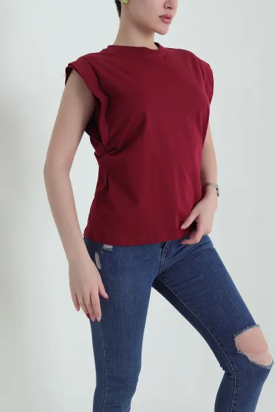Bordo Bisiklet Yaka Süprem Kadın Tişört 435249