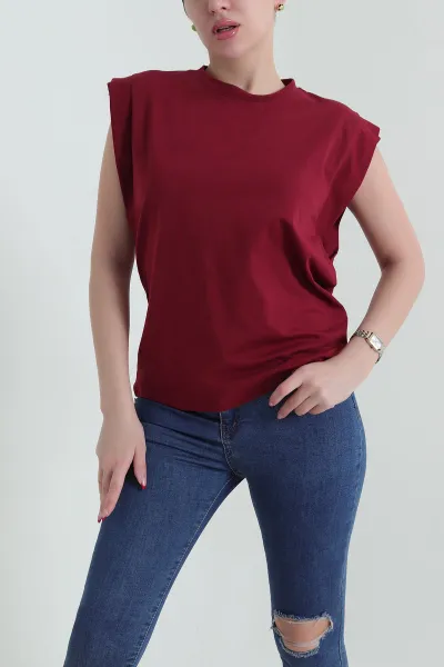 Bordo Bisiklet Yaka Süprem Kadın Tişört 435249