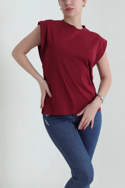 Bordo Bisiklet Yaka Süprem Kadın Tişört 435249