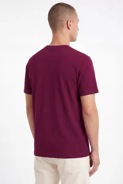Bordo Bisiklet Yaka Yazı Detaylı Erkek Tişört 462798
