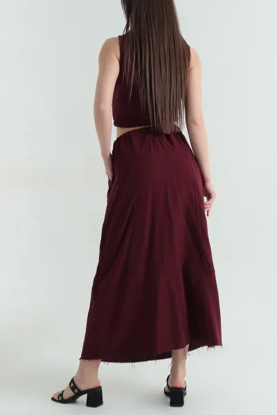 Bordo Bluz Etek Dimi Kadın İkili Takım 359684