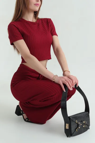 Bordo Bluz Pantolon kadın İkili Takım 356458