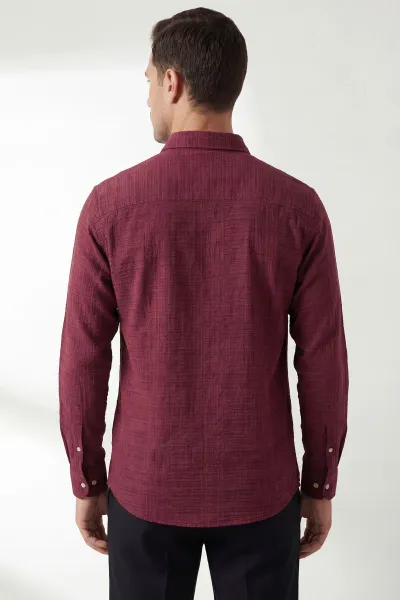 Bordo Bohem Kumaş Erkek Gömlek 435816