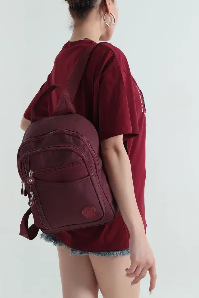 Bordo Bol Gözlü Ön Cep Detaylı Kadın Sırt Çantası 375240