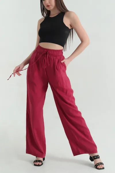 bordo-bol-paca-bel-lastikli-modal-kadin-pantolon-360277