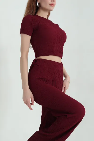 Bordo Bubble Basic Kadın İkili Takım 363356