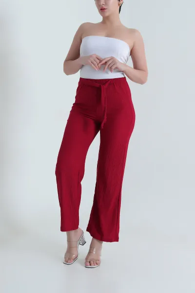 Bordo Bürümcük Cepsiz Kadın Pantolon 469945