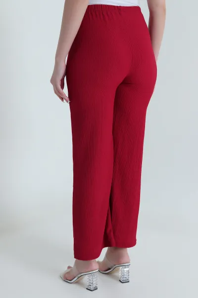 Bordo Bürümcük Cepsiz Kadın Pantolon 469945