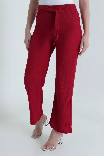 Bordo Bürümcük Cepsiz Kadın Pantolon 469945