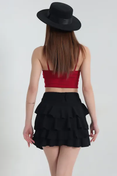 Bordo Bürümcük İp Askılı Bluz 337385