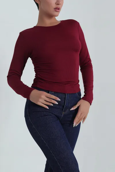 Bordo Bürümcük Kadın Bluz 387569