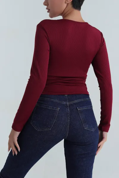 Bordo Bürümcük Kadın Bluz 387569
