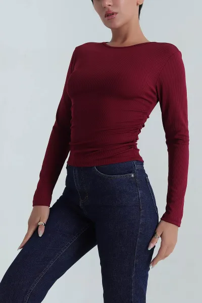 Bordo Bürümcük Kadın Bluz 387569