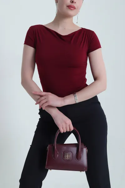 Bordo Büzgülü Sandy Kadın Bluz 453876