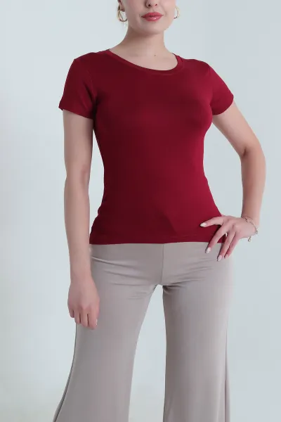 Bordo Buzzy Likralı Kadın Body Bluz 478326