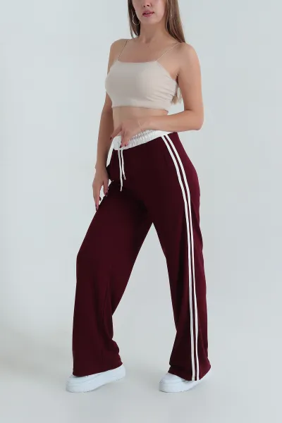 Bordo Cepli Bel Lastikli Modal Kadın Pantolon 391131