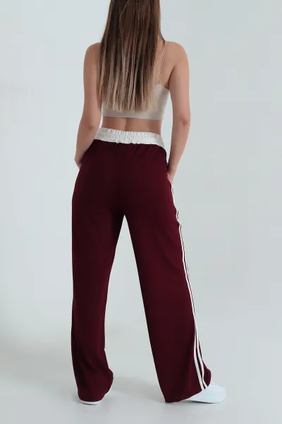 Bordo Cepli Bel Lastikli Modal Kadın Pantolon 391131