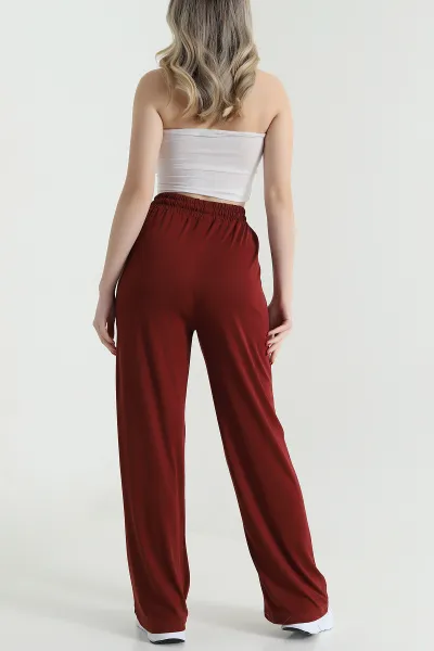 Bordo Cepli Bel Lastikli Modal Kadın Pantolon 468695