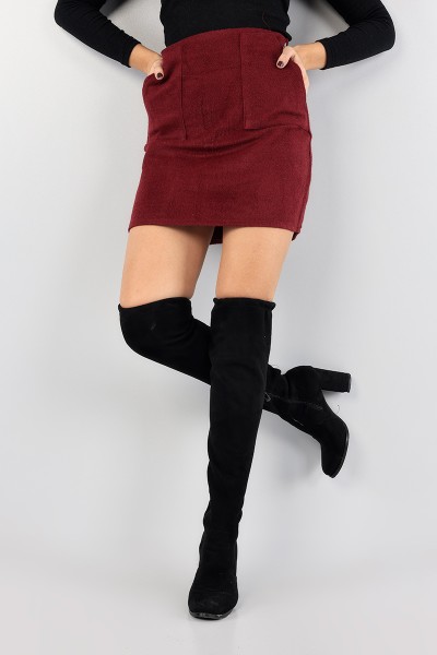 Bordo Cepli Kaşe Etek 89840
