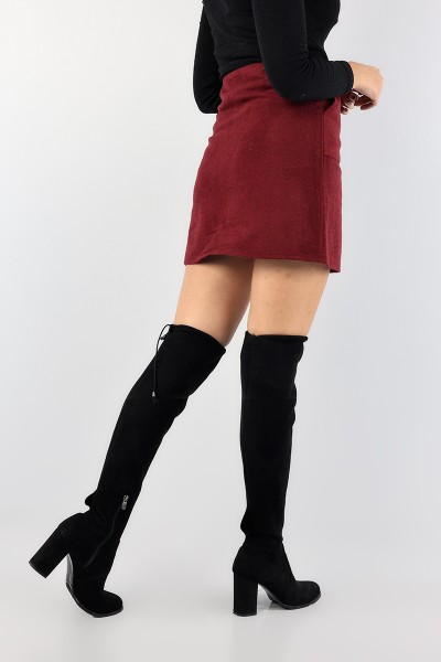 Bordo Cepli Kaşe Etek 89840
