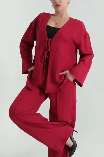 bordo-cimali-keten-pantolon-bluz-ikili-takim-366967