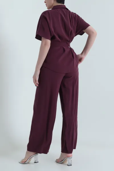 Bordo Çıtçıtlı Modal Kadın İkili Takım 454816