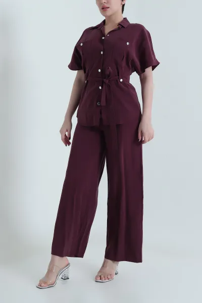 Bordo Çıtçıtlı Modal Kadın İkili Takım 454816