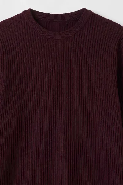 Bordo Çizgi Tasarım Triko Erkek Kazak 498881
