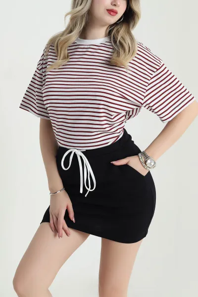 bordo-cizgili-bisiklet-yaka-suprem-kadin-tisort-478109