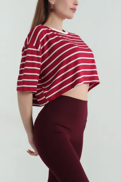 bordo-cizgili-suprem-kadin-crop-bluz-357445