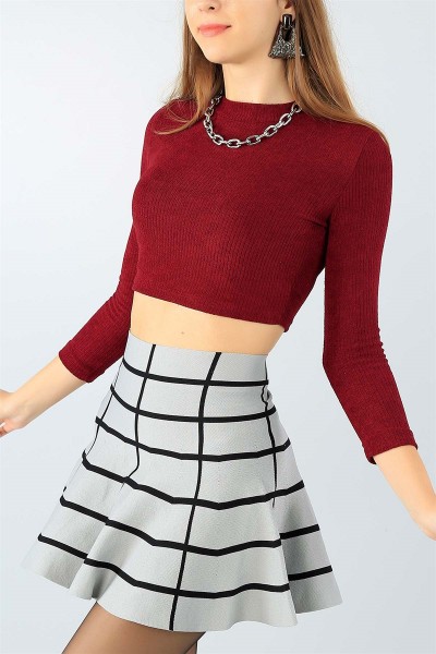Bordo Crop Selanik Bluz 45541
