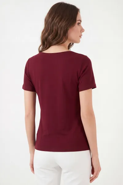 Bordo Dantelli V Yaka Sandy Kadın Bluz 450401