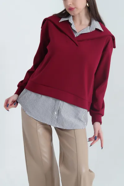 bordo-degaje-yaka-gomlek-detayli-modal-kadin-tunik-342266