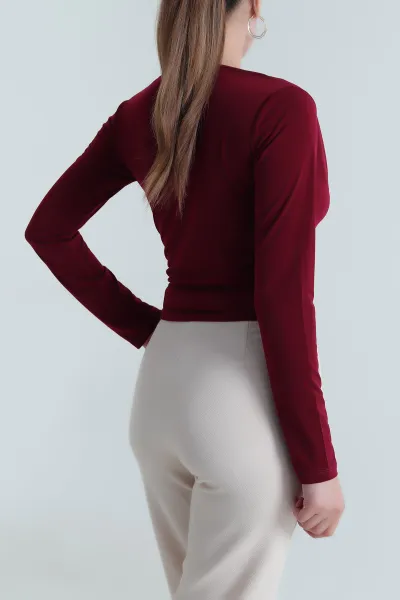 Bordo Degaje Yaka Sandy Kadın Bluz 484325
