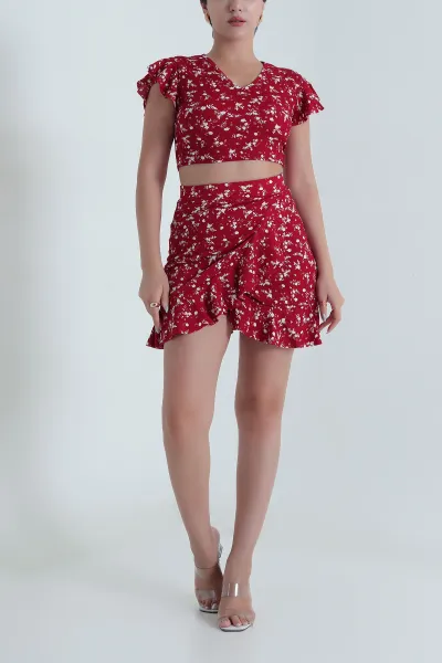 Bordo Desenli Helen Kadın İkili Takım 481605