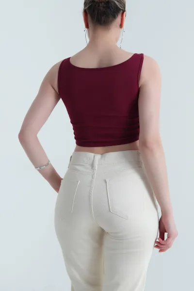 Bordo Destekli Fermuarlı Ribana Kadın Büstiyer 455746