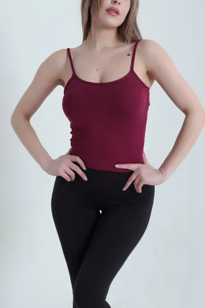 Bordo Destekli İp Askılı Kadın Atlet 439640