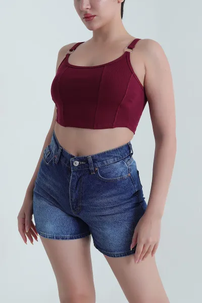 Bordo Destekli Ribana Kadın Büstiyer 470264