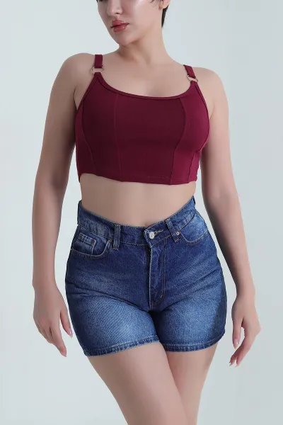 Bordo Destekli Ribana Kadın Büstiyer 470264