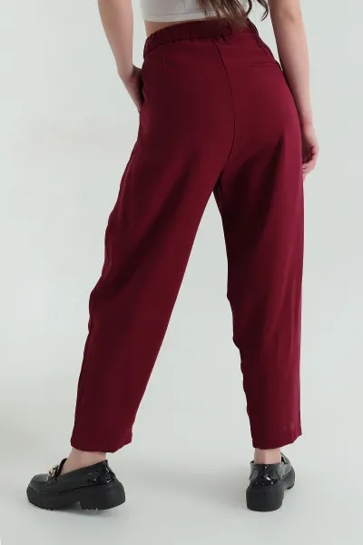Bordo Diagonel Cupralı Kadın Pantolon 362923