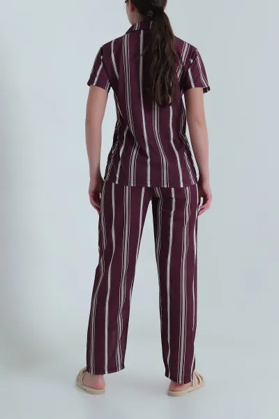 Bordo Digital Baskılı Kadın Pijama Takımı 459198