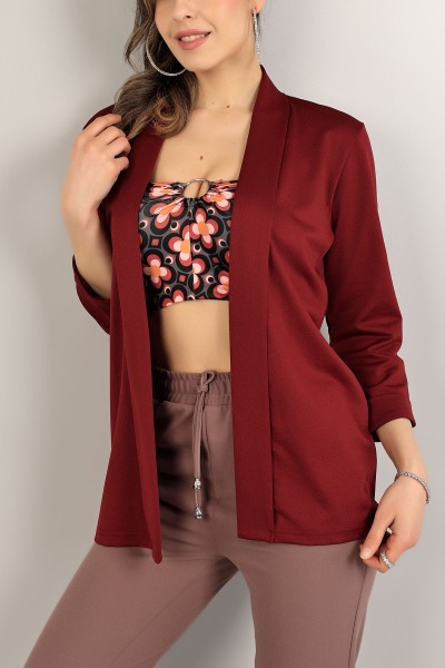 Bordo Duble Kol Bayan Ceket 109335