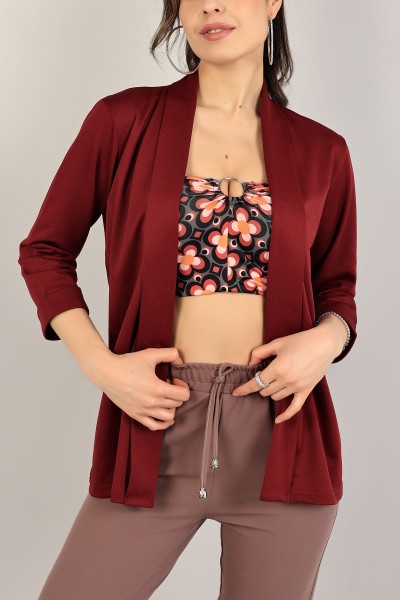 Bordo Duble Kol Bayan Ceket 109335