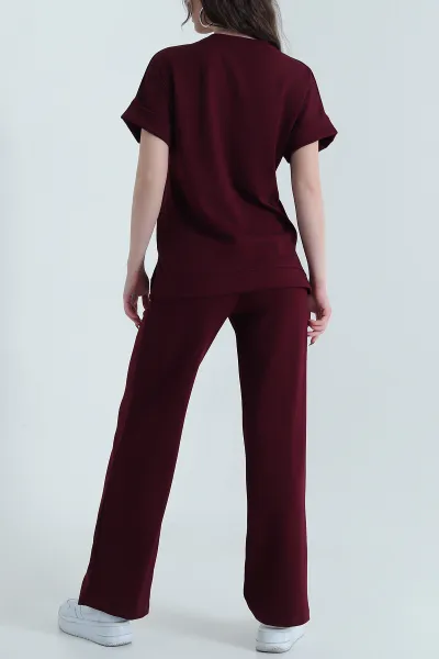 Bordo Duble Kol Modal Kadın İkili Takım 437666
