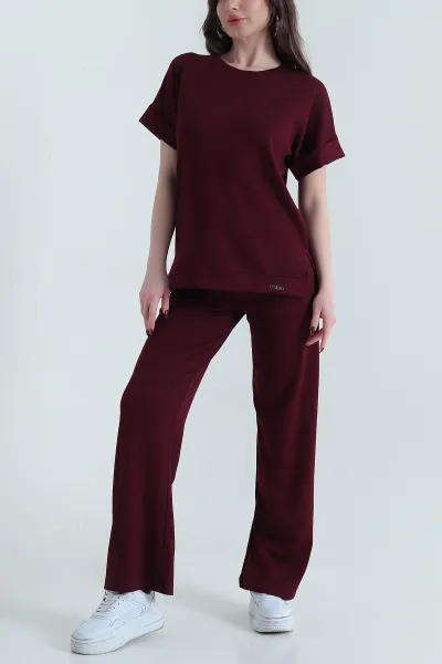 Bordo Duble Kol Modal Kadın İkili Takım 437666